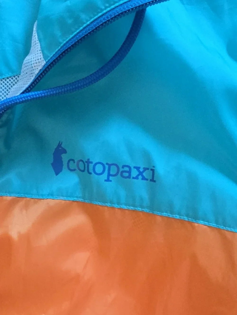 Womens Cotopaxi MEDIUM Colorblock Windbreaker Jacket - Turquoise/Orange/Blue